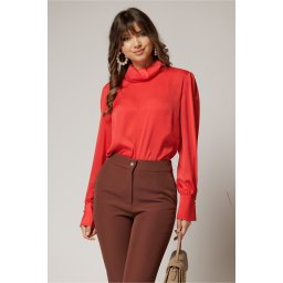 Bluza dama corai cu guler tip barcuta din voal si croi lejer