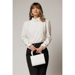 Bluza dama ivoar cu guler tip barcuta din voal si croi lejer