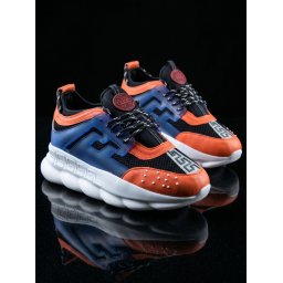 Sneakers CHAIN Orange/Blue - Piele ecologica