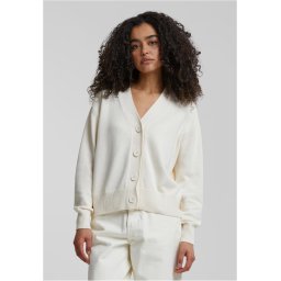 Women's ribbed cardigan with buttons cream