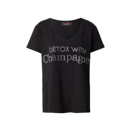 miss goodlife Tricou 'Detox With Champagne' negru / argintiu