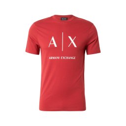 ARMANI EXCHANGE Tricou roșu cireș / alb