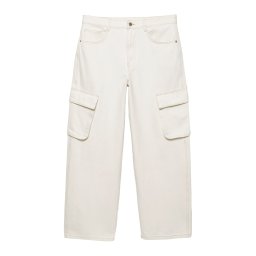 Pull&Bear Pantaloni eleganți alb lână