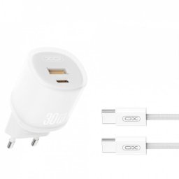 Incarcator priza 1 x USB-A + 1 x USB-C 30W Alb + cablu USB type C, XO L151