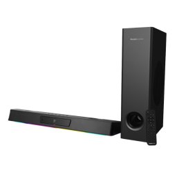 Soundbar Creative BlasterX Katana V2X 2.1 Dolby Audio Tri-amplified UltraDSP 90W HDMI ARC Bluetooth USB-C 5.0 Optical-in AUX-in RGB Creative App Super XâFi Telecomanda Negru