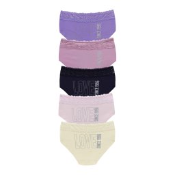 Set 5 perechi de chiloti din bumbac, cu dantela, pentru dama, 32000, Multicolor