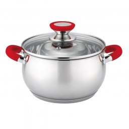 Oala Oliver Voltz OV51210N26 , 26 cm, 7.7 L, Inductie, Manere silicon, Inx/Roşu