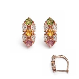 Cercei Turmalina Mixt rotunda fatetata 13x6x14 mm argint 925 aurit armonie vibranta cadou cu semnificatie 1 pereche