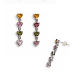 Cercei Turmalina Mixt inima fatetata 24x5x15 mm eleganta romantica idee de cadou 1 pereche