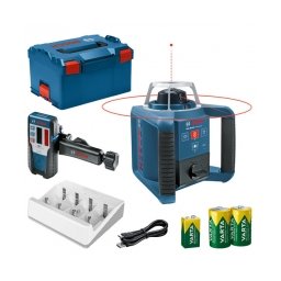 Bosch - GRL 300 HV + LR 1 - Nivela laser rotativa, 60 m, +/- 0.1 mm/m, 600 rot/min, receptor, proiectie verticala, valiza speciala