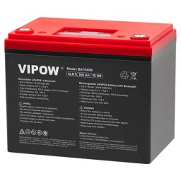 Acumulator LiFePO4 12V 100Ah cu Bluetooth și ecran LCD, Vipow BAT0499
