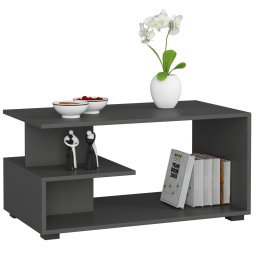 Masuta de cafea, PAL laminat, 90x51x45 cm, gri grafit