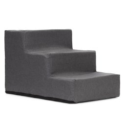 Scara pentru animale de companie, caini sau pisici, 3 trepte, antiderapanta, husa detasabila, inaltime 30 cm, gri inchis