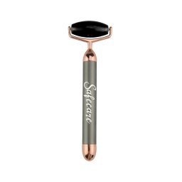 Roller Electric pentru Masaj Facial din Obsidian Negru, cu Vibratii