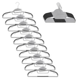 Set de 20 de umerase antiderapante pentru haine, din PE, cu carlig metalic rotativ, 41 cm, gri si negru