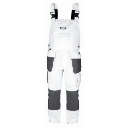 Pantaloni de lucru cu pieptar, salopeta, alb, model White Line, marimea M/50, Dedra