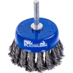 Perie sarma otel, tip cupa, cu toroane, tija, 75 mm, Richmann