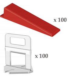 Kit pro nivelare placi ceramice, 100 clipsuri 1 mm si 100 pene incluse