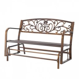 Banca cu cadru metalic otel, spatar fonta, Bronz antic, Lungime 127 cm, max 250 kg, 2-3 persoane