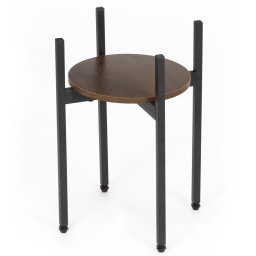 Suport metalic pentru floare, cu polita rotunda din MDF, 32x32x43 cm, negru