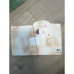 Ambalaje de Carton pentru Martisoare, Flippy, Set 200 Bucati, Cutii Brosa, Model Fluturi Mov, Alb/Crem