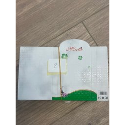 Ambalaje de Carton pentru Martisoare, Flippy, Set 200 Bucati, Cutii Brosa, Model Trifoi, Alb/Verde