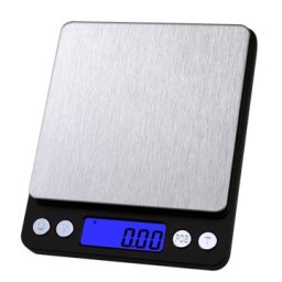 Mini Cantar Electronic, Flippy, pentru Alimente/Bijuterii, max 3 Kg, 2 x AA, 12.7 x 10.6 x 1.9 cm, Negru/Gri