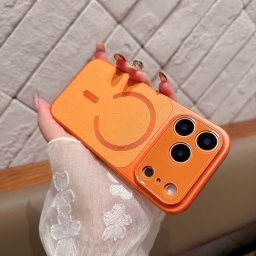 Carcasa Magnetica Mata, Flippy, Compatibila iPhone 17 Air, din TPU/PC si Piele Ecologica, Portocaliu