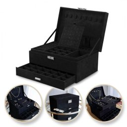Cutie de bijuterii, caseta organizator negru, multiple compartimente, Jollymag, PD119CZ