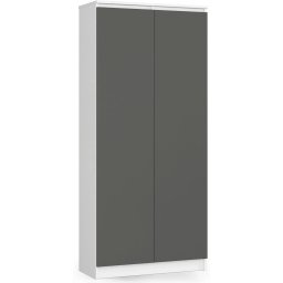 Dulap cu 8 etajere, PAL laminat 16 mm, 80x35x180 cm, alb si grafit