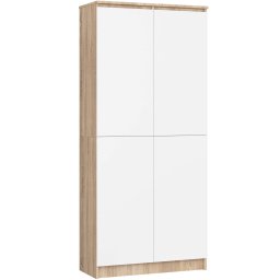 Dulap cu 8 etajere, PAL laminat 16 mm, 80x35x180 cm, stejar sonoma si alb