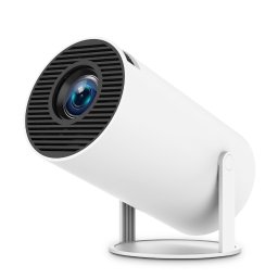 Video Proiector Portabil cilindric HY300PRO+, Flippy, Inteligent, ULTRA HD 1920 x 1080, Wireless, Compatibil cu Android/iOS, 13 x 11 x 9 cm, Alb