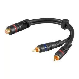 Cablu adaptor RCA mama la 2x RCA tata OFC dublu ecranat 0.2m Goobay