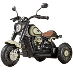 Tricicleta Electrica pentru Copii, Flippy, Tricicleta DUAL-DRIVE 380*2 Baterie 6V 4.5, Bluetooth, Sistem Anti-Rasturnare, Sistem de Lumini si Sunet, 5+ Ani, 80 x 60 x 42 cm, Verde Negru