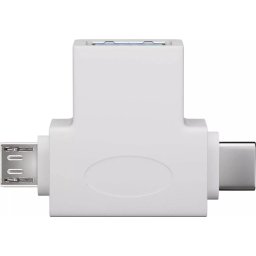 Adaptor USB 3.0 A mama la tata micro USB +USB Type C tata alb Goobay
