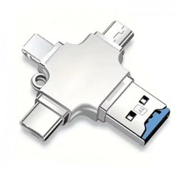 Card Reader 4 in 1, Active, compatibil IPhone, Ipad, Android, Mac, Windows, PC, Camera, Type-C, Lighting, Usb C, micro usb, usb 3.0, OTG, cititor extern carduri microSD