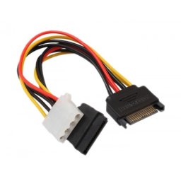 Cablu adaptor alimentare mixt s-ata molex , Active, sata 15pin tata la 1 x sata mama si 1 x molex mama (ide 4pin), 20cm, spliter/splitter