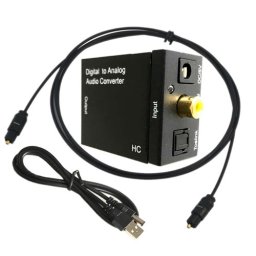 Adaptor audio Digital la Analog, Active, convertor SPDIF Toslink la RCA si Jack 3.5mm, alimentare 5v, negru