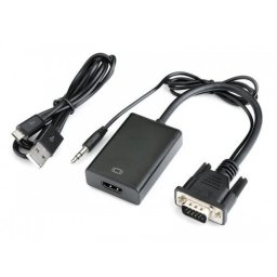 Adaptor VGA la HDMI, Active, Full HD, cablu convertor analog la digital, alimentare USB 5V, compatibil laptop pc tv monitor