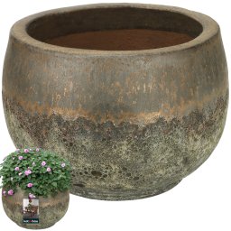 Ghiveci ceramic ⌀ 27 cm rezistent la îngheț auriu lucrat manual Atlantis