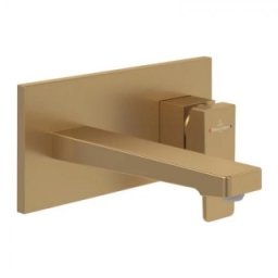 Baterie lavoar perete Villeroy&Boch Architectura Square, cu ventil click-clack, auriu periat mat