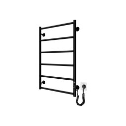 Radiator pentru baie tip scară CLASSIC 110W/230V 81x52 cm, inox/negru, montaj pe partea dreaptă