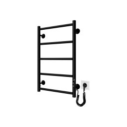 Radiator port-prosop de baie CLASSIC 65W/230V 66x42 cm inox/negru, cu racord pe dreapta