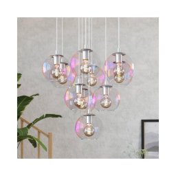 Eglo 901922 - Lustru suspendat pe cablu ARISCANI, 10 x E27, 60 W, 230 V, crom lucios/sticlă clară