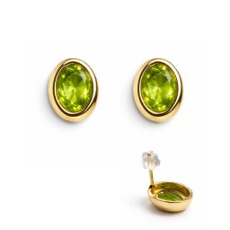 Cercei Peridot oval fatetat 10x9x15 mm Argint 925 aurit pentru eleganta vibranta – 1 pereche