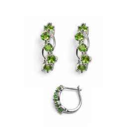 Cercei Diopsid Crom rotund fatetat 5x14x14 mm Argint 925 pentru eleganta intensa – 1 pereche