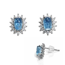 Cercei Acvamarin cu zircon Craniu 10x9x15 mm Argint 925 pentru eleganta delicata – 1 pereche