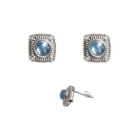 Cercei Acvamarin cu zircon Craniu 10x10x16 mm Argint 925 pentru eleganta delicata – 1 pereche
