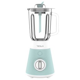 Blender Tesla BL510BWS, 500W, Cana de sticla 1,5 L, Pulse, Lama cvadrupla, Alb/Menta