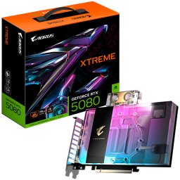 GIGABYTE Video Card NVIDIA GeForce RTX 5080 AORUS XTREME WATERFORCE WB 16G (16GB GDDR7/256bit, PCI-E 5.0, 3xDP, 1xHDMI, Recommended PSU 850W) ATX
